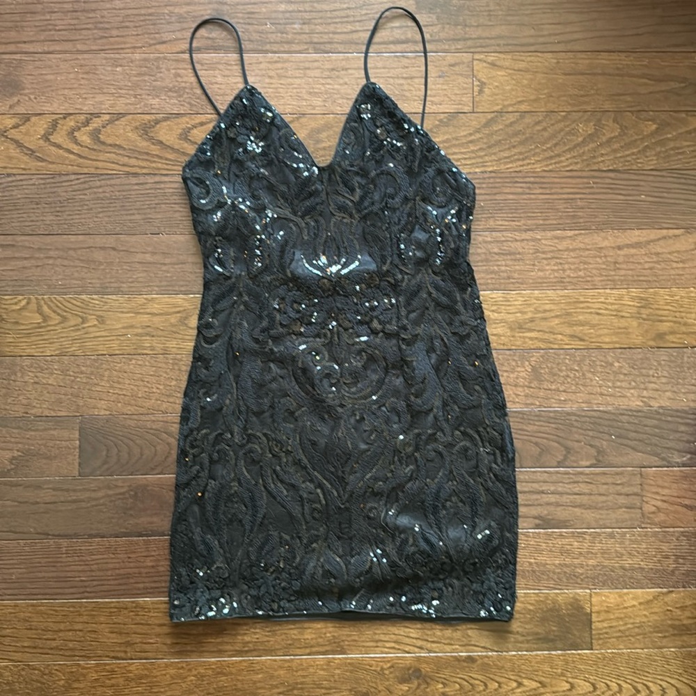 Tobi black sequin dress